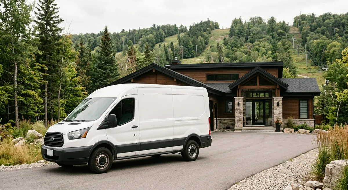 Check Pest Control service van and technician in Collingwood, Ontario