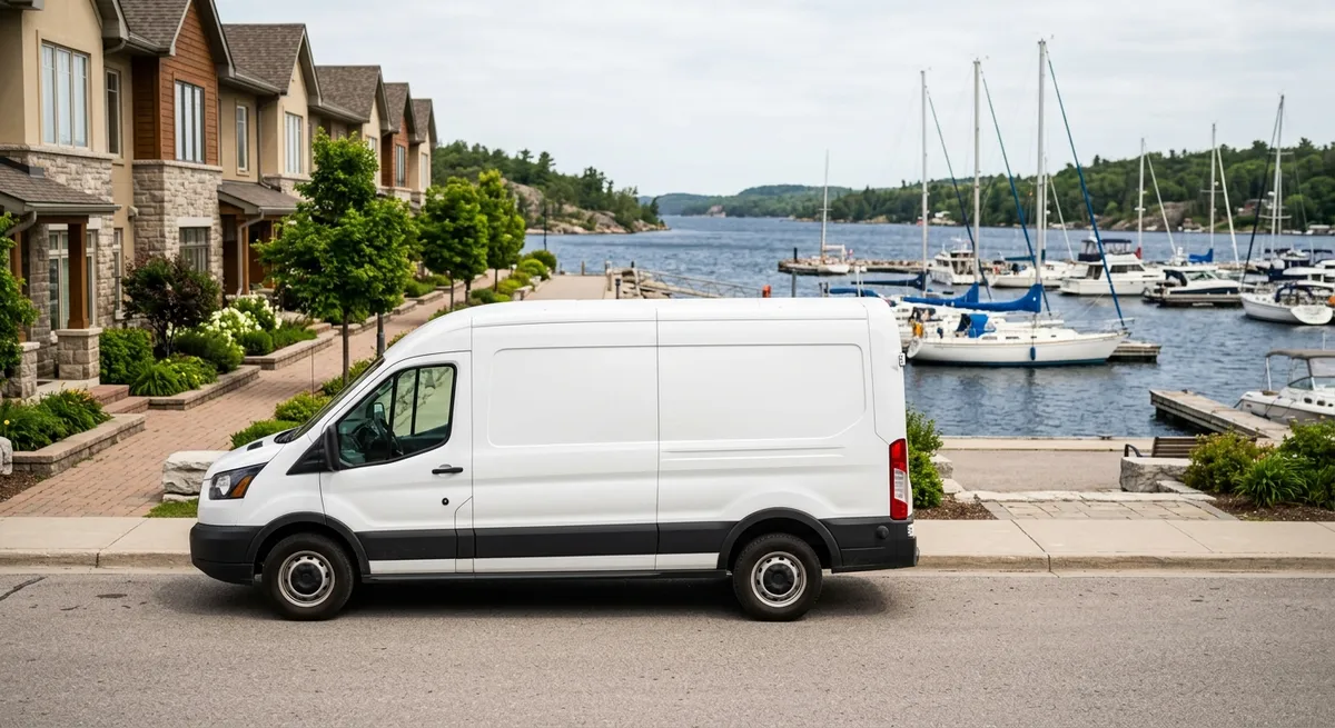 Check Pest Control service van and technician in Midland, Ontario
